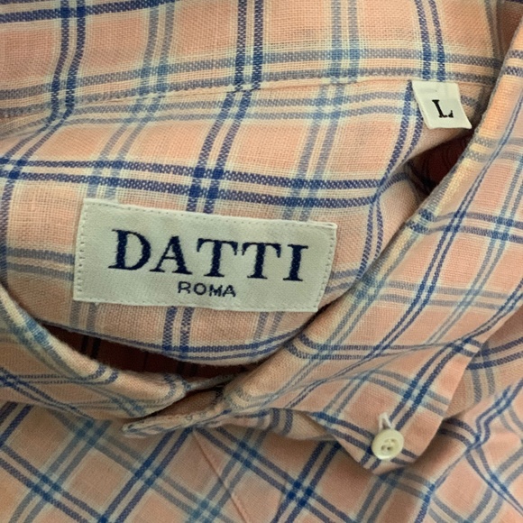 "DATTI Roma" Men's long sleeves woven linen plaid shirt - Picture 5 of 8